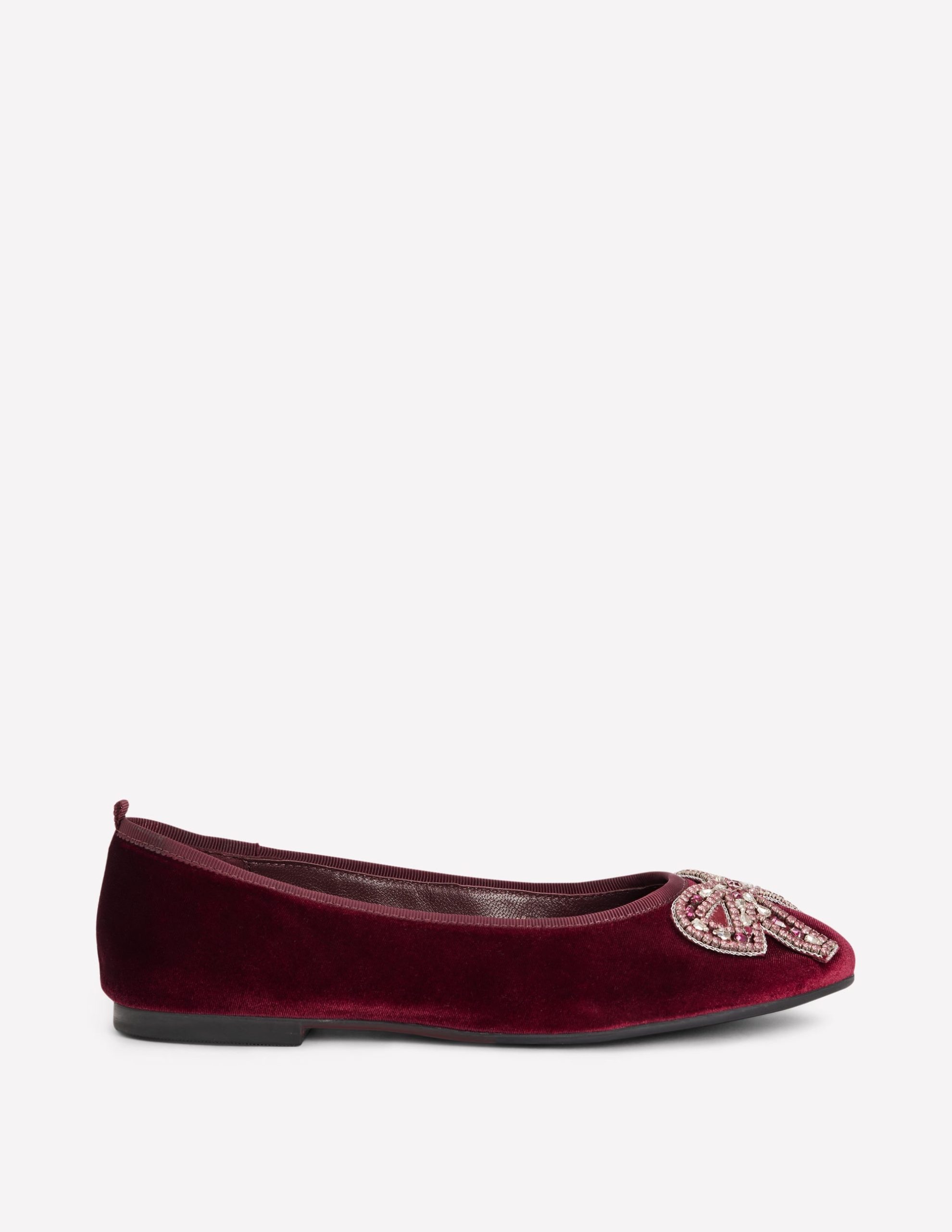 Patti Round Toe Ballet Flats-Dark Burgundy Bow - Image 2