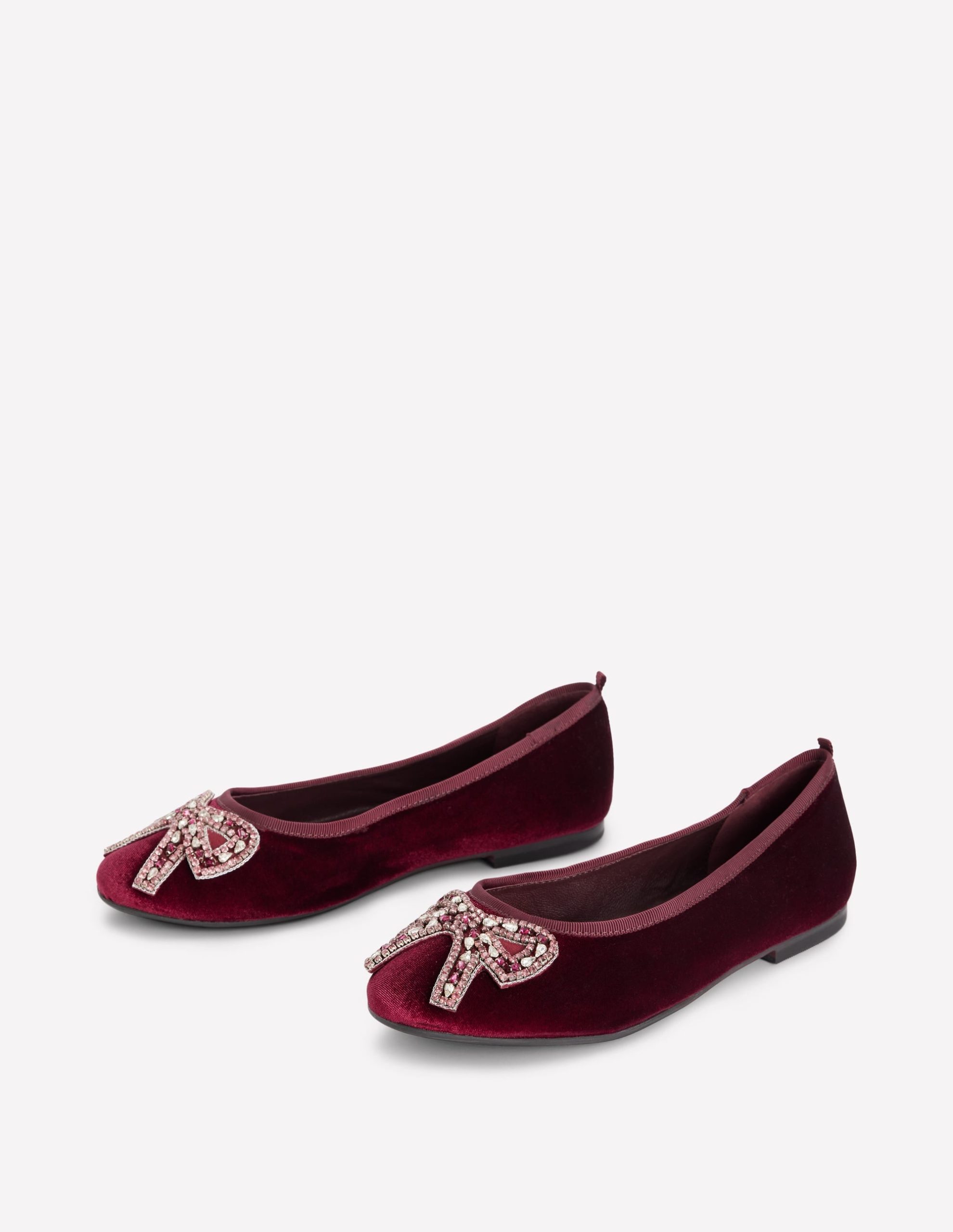 Patti Round Toe Ballet Flats-Dark Burgundy Bow - Image 3