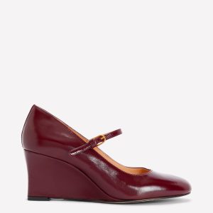 Wedge Mary Janes-Oxblood