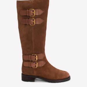 Multi Buckle Knee Boots-Raw Umber