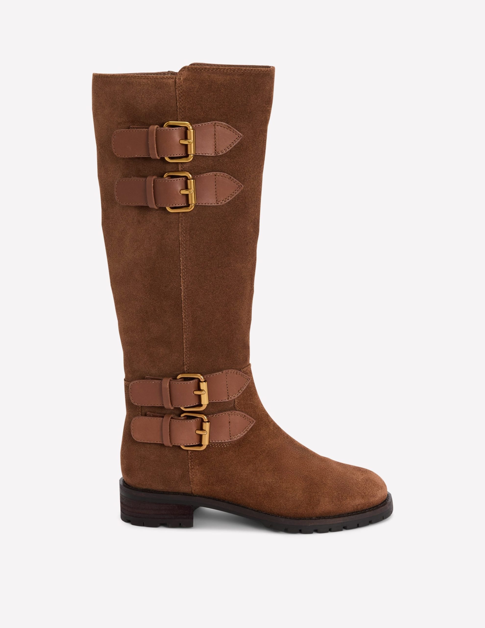 Multi Buckle Knee Boots-Raw Umber