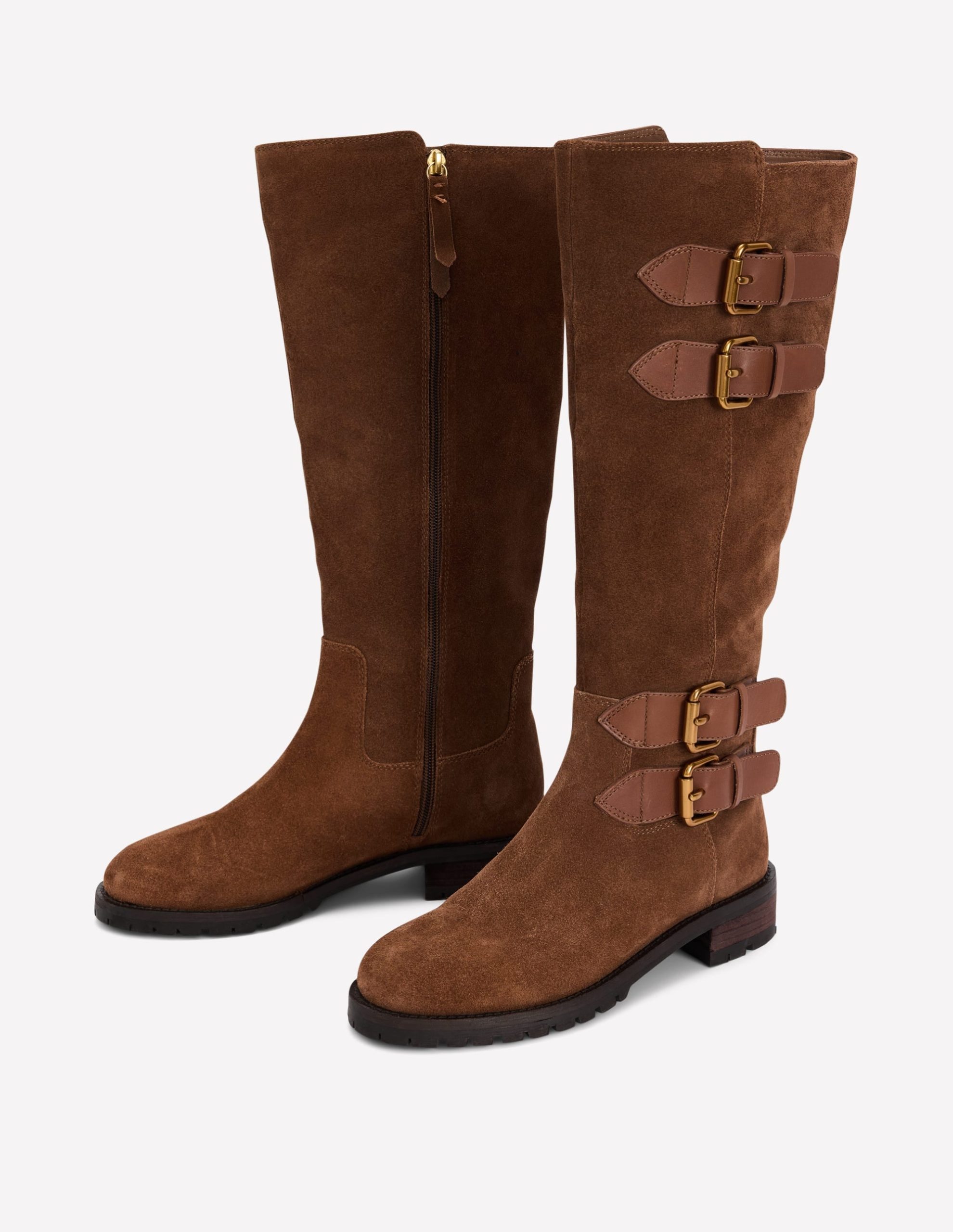 Multi Buckle Knee Boots-Raw Umber - Image 3