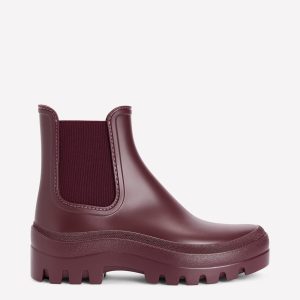 Chunky Chelsea Wellie Boots-Oxblood
