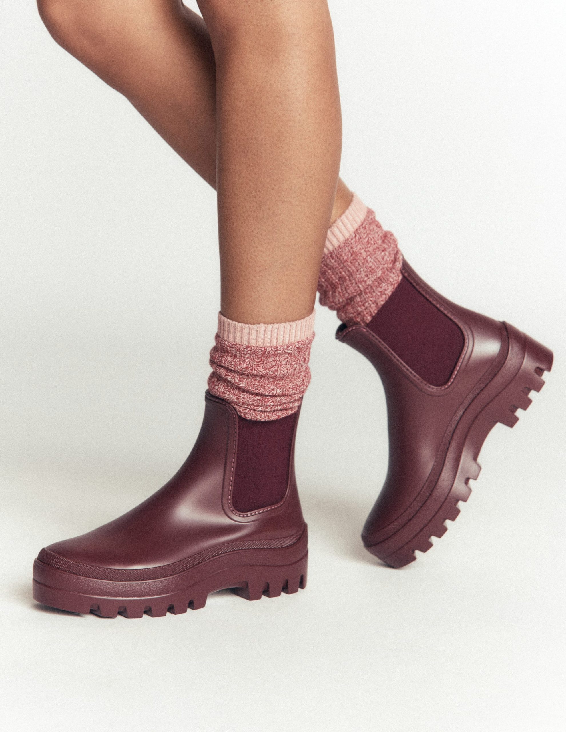 Chunky Chelsea Wellie Boots-Oxblood - Image 2