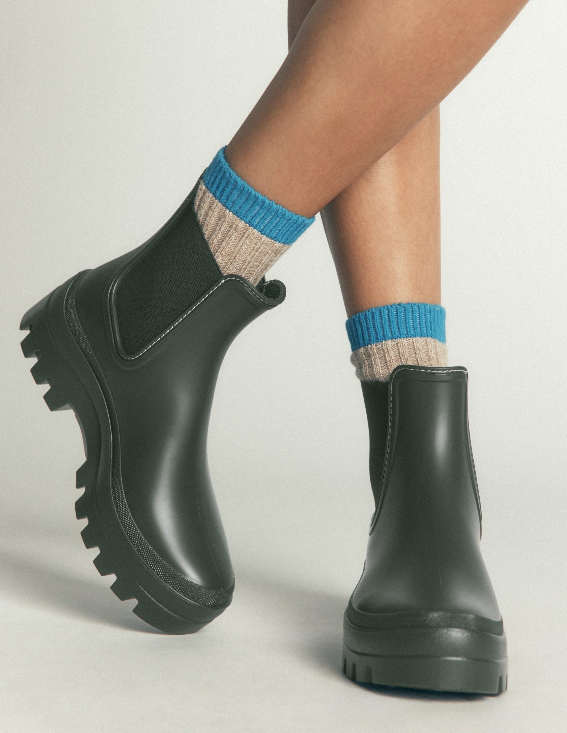 Chunky Chelsea Wellie Boots-Khaki - Image 2