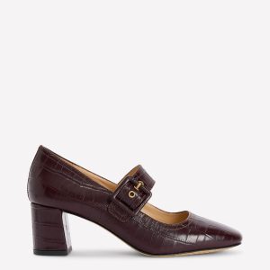 Buckle Strap Block Heels-Oxblood