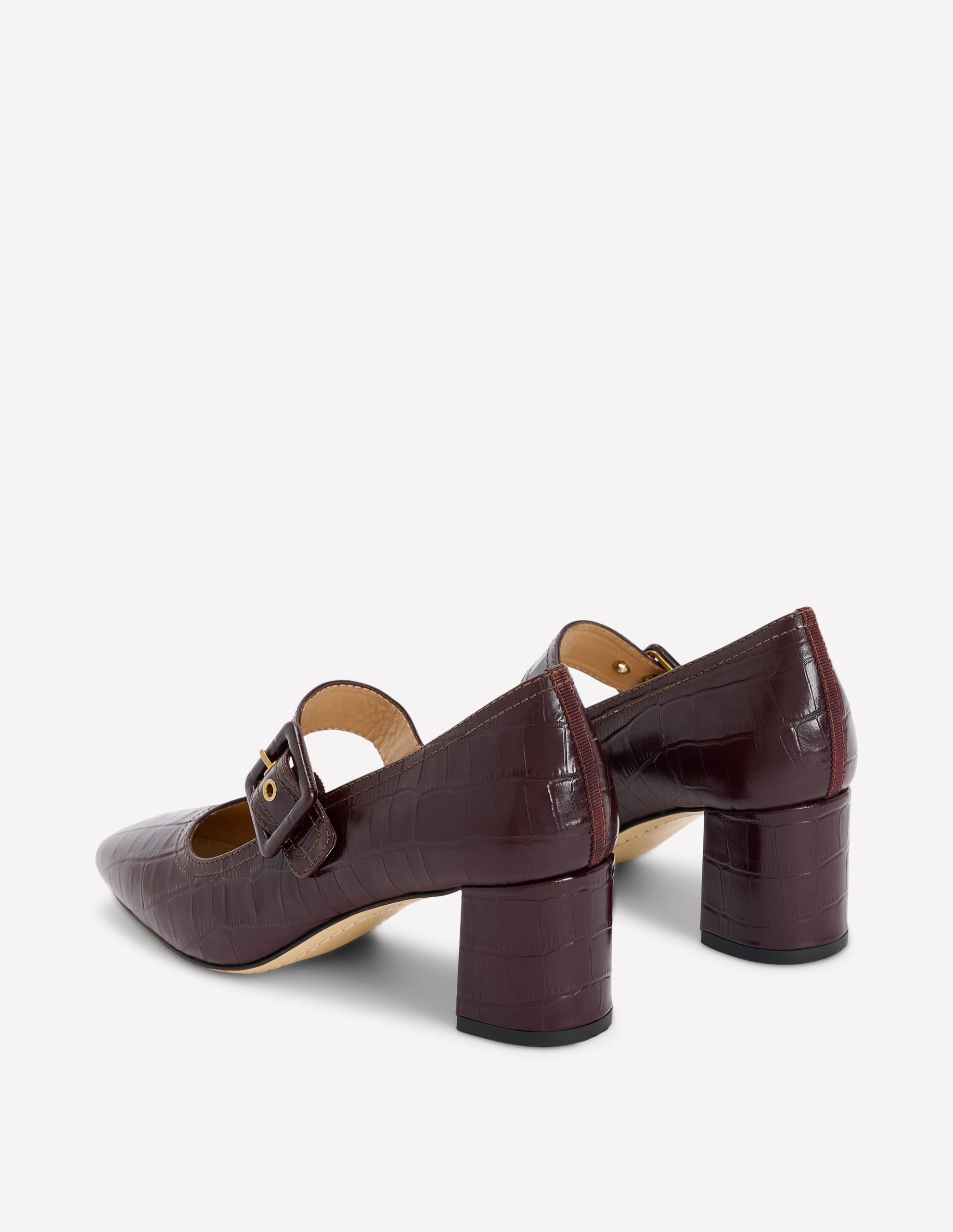 Buckle Strap Block Heels-Oxblood - Image 5