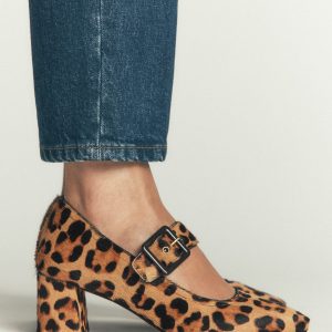 Buckle Strap Block Heels-Classic Leopard
