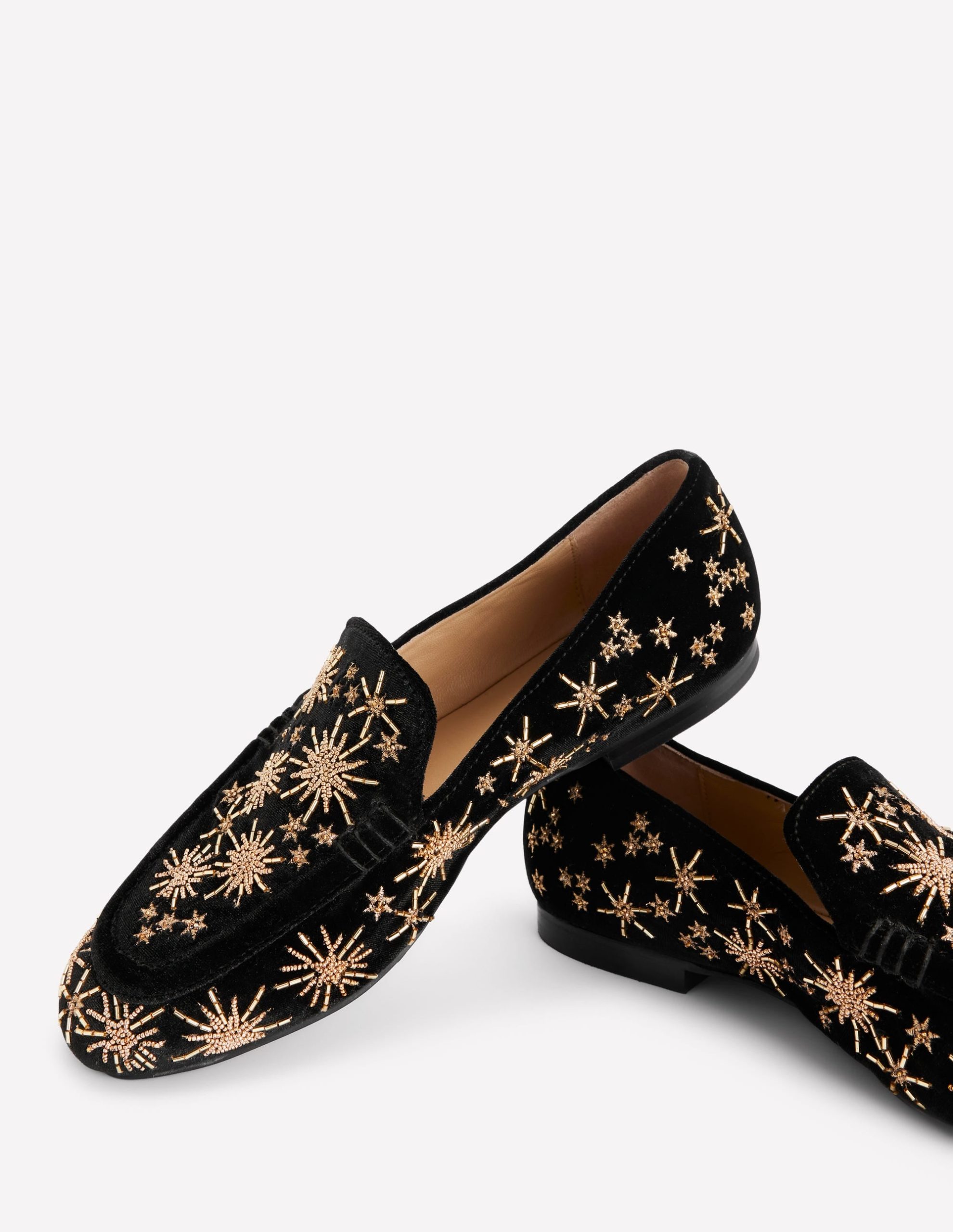 Dinah Embellished Loafers-Black. Gold Stars - Image 4