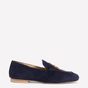 Dinah Embellished Loafers-Navy Heart and Key