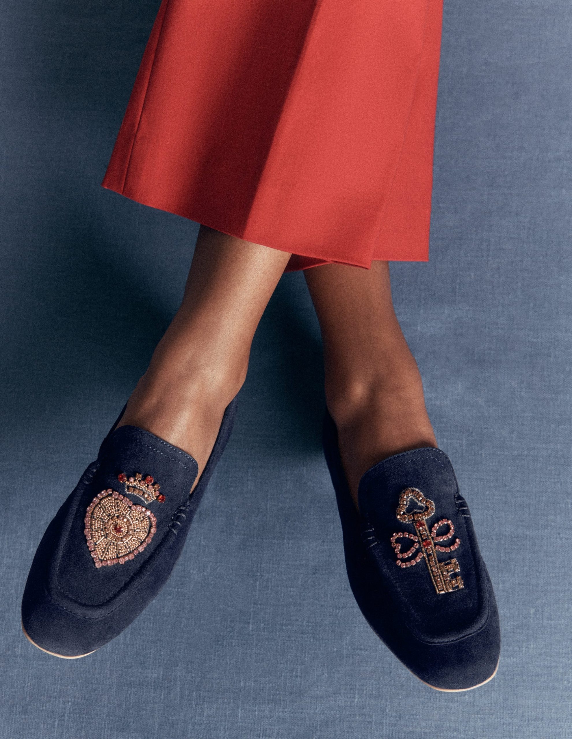 Dinah Embellished Loafers-Navy Heart and Key - Image 2