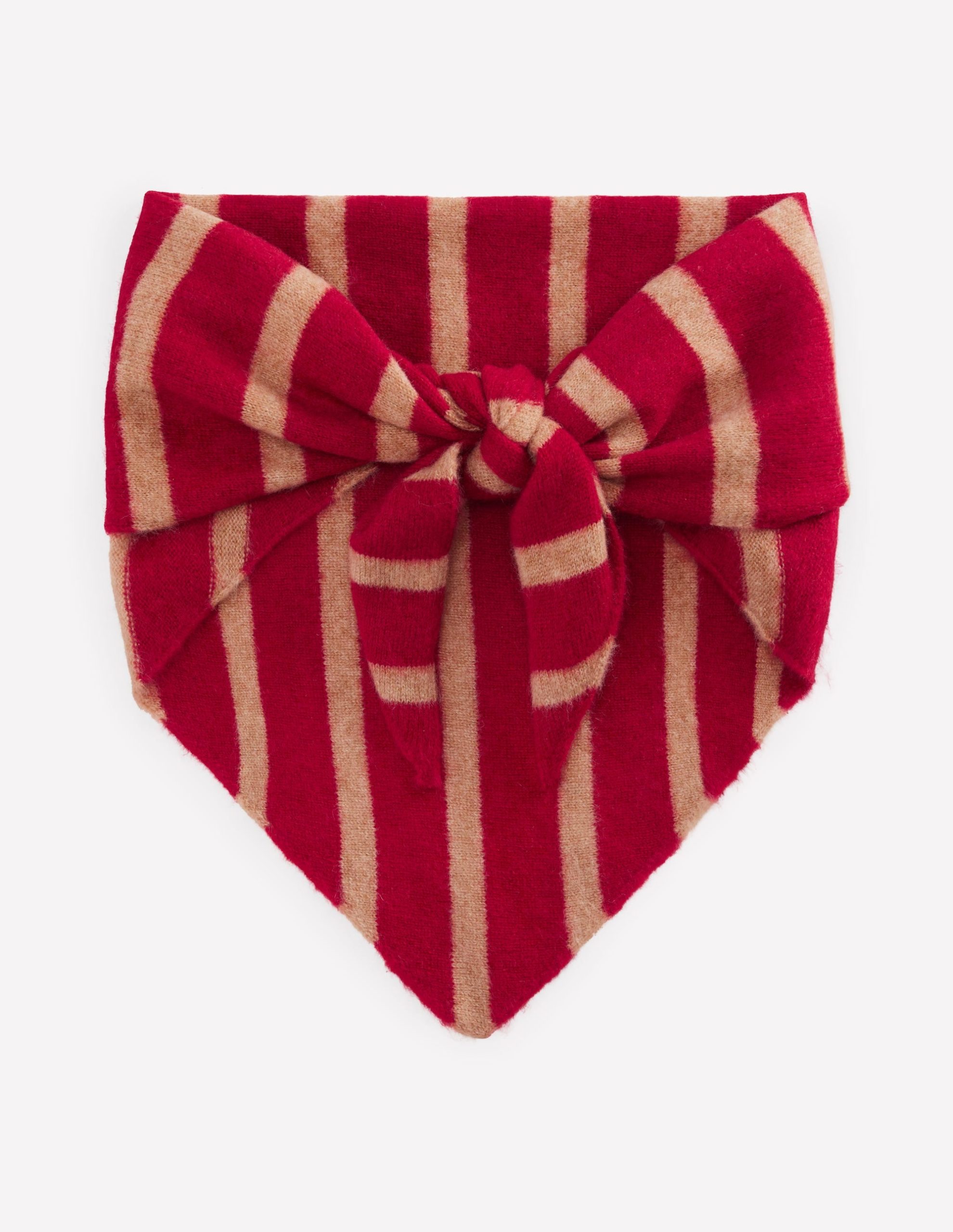 Cashmere Neckerchief-Poppy Red/ Camel Stripe