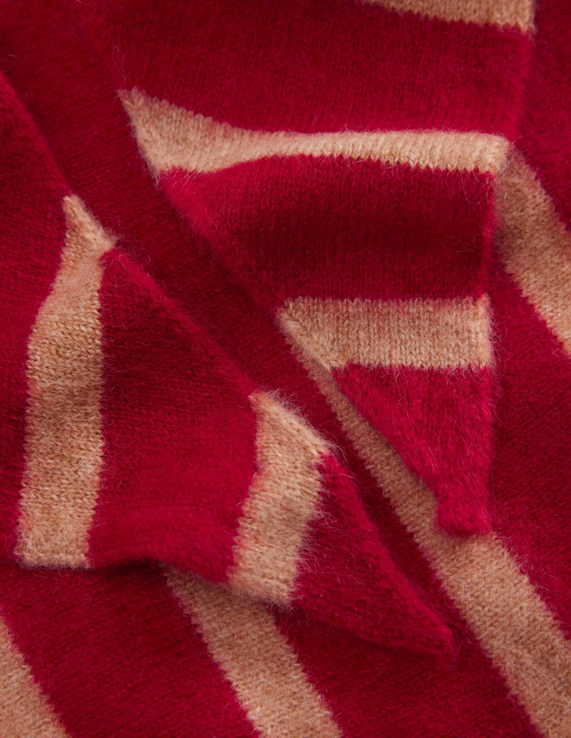 Cashmere Neckerchief-Poppy Red/ Camel Stripe - Image 4