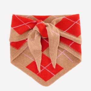 Alpaca Knitted Neckerchief-Camel and Fiesta Argyle
