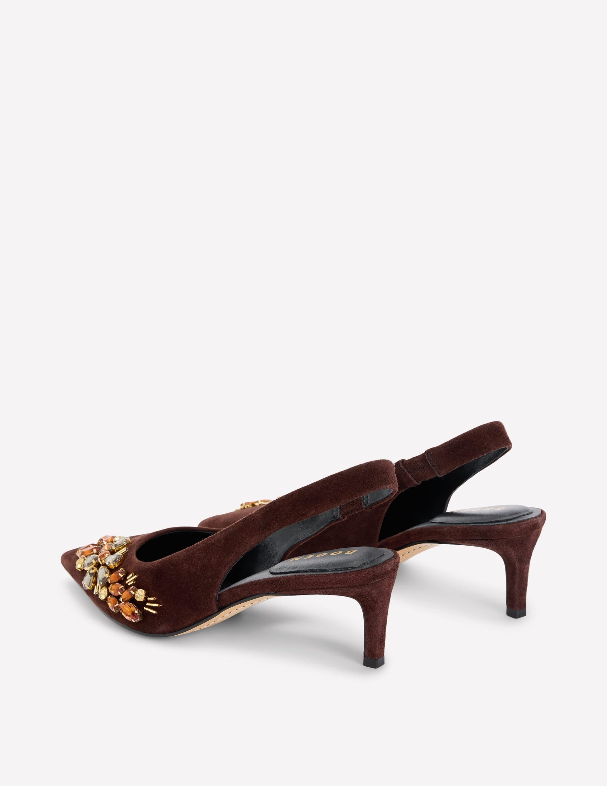 Hope Pointed Slingback Heels-Bitter Chocolate Embellished - Image 6