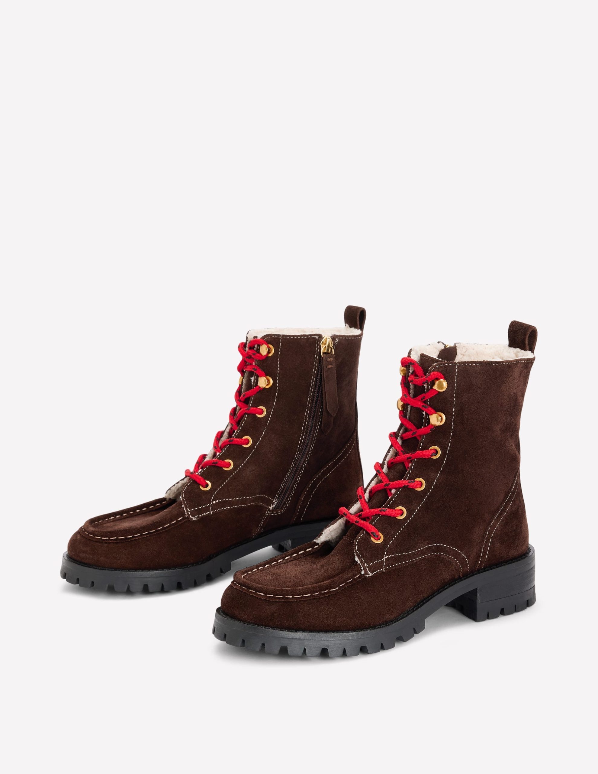 Cosy Lace Up Boots-Bitter Chocolate - Image 3