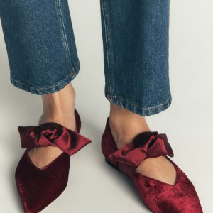 Bow Two Part Flats-Dark Burgundy