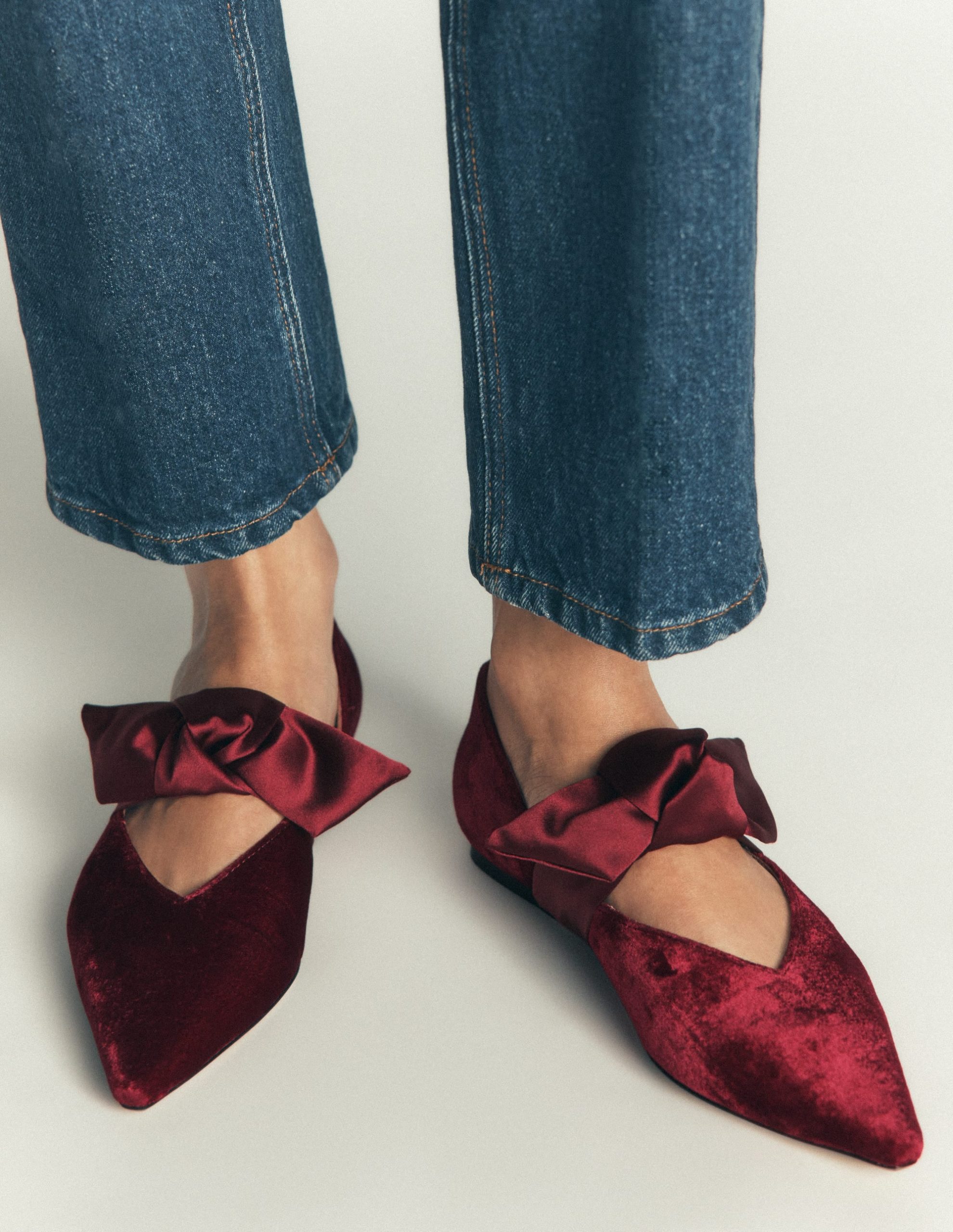 Bow Two Part Flats-Dark Burgundy