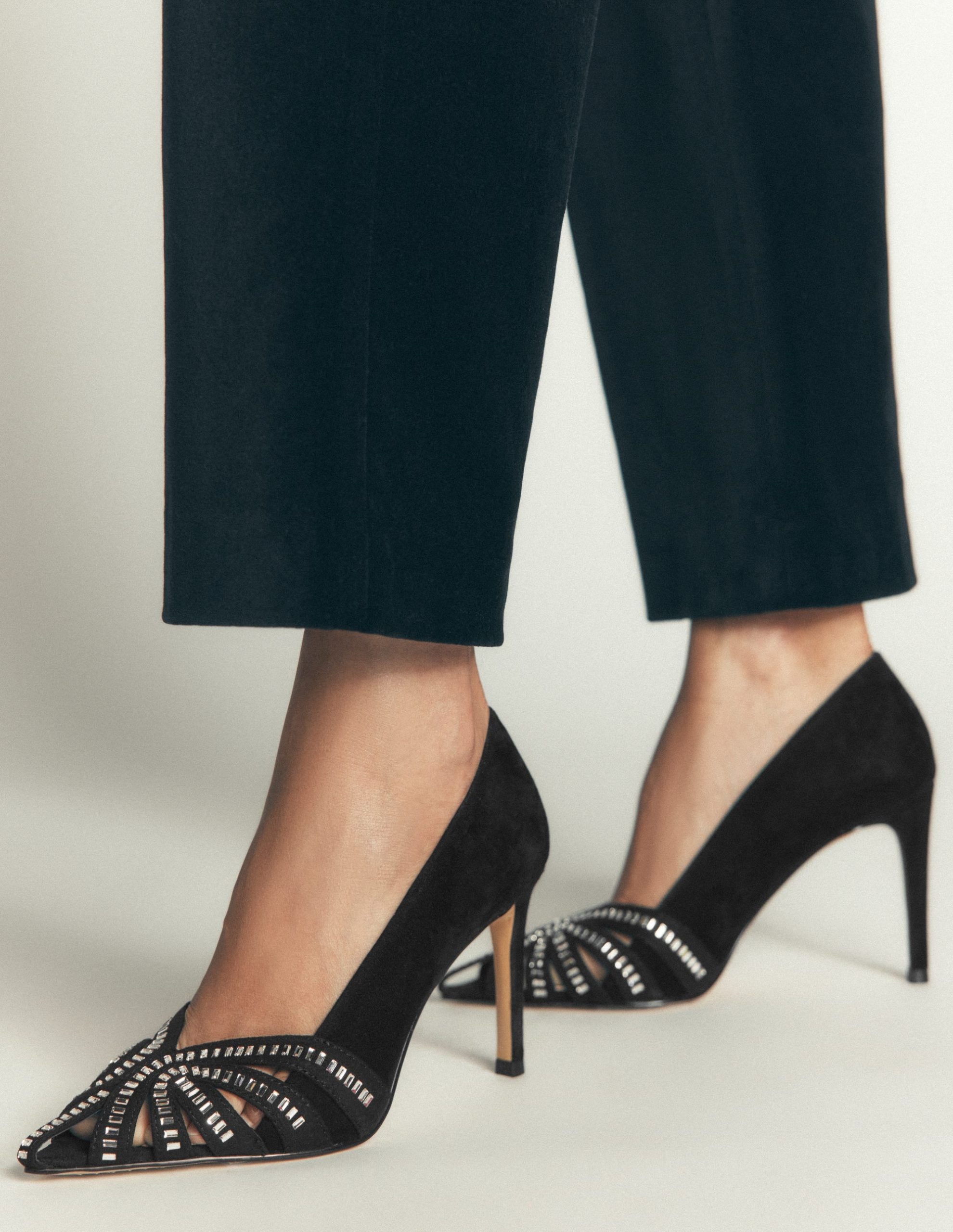 Caged Court Shoes-Black