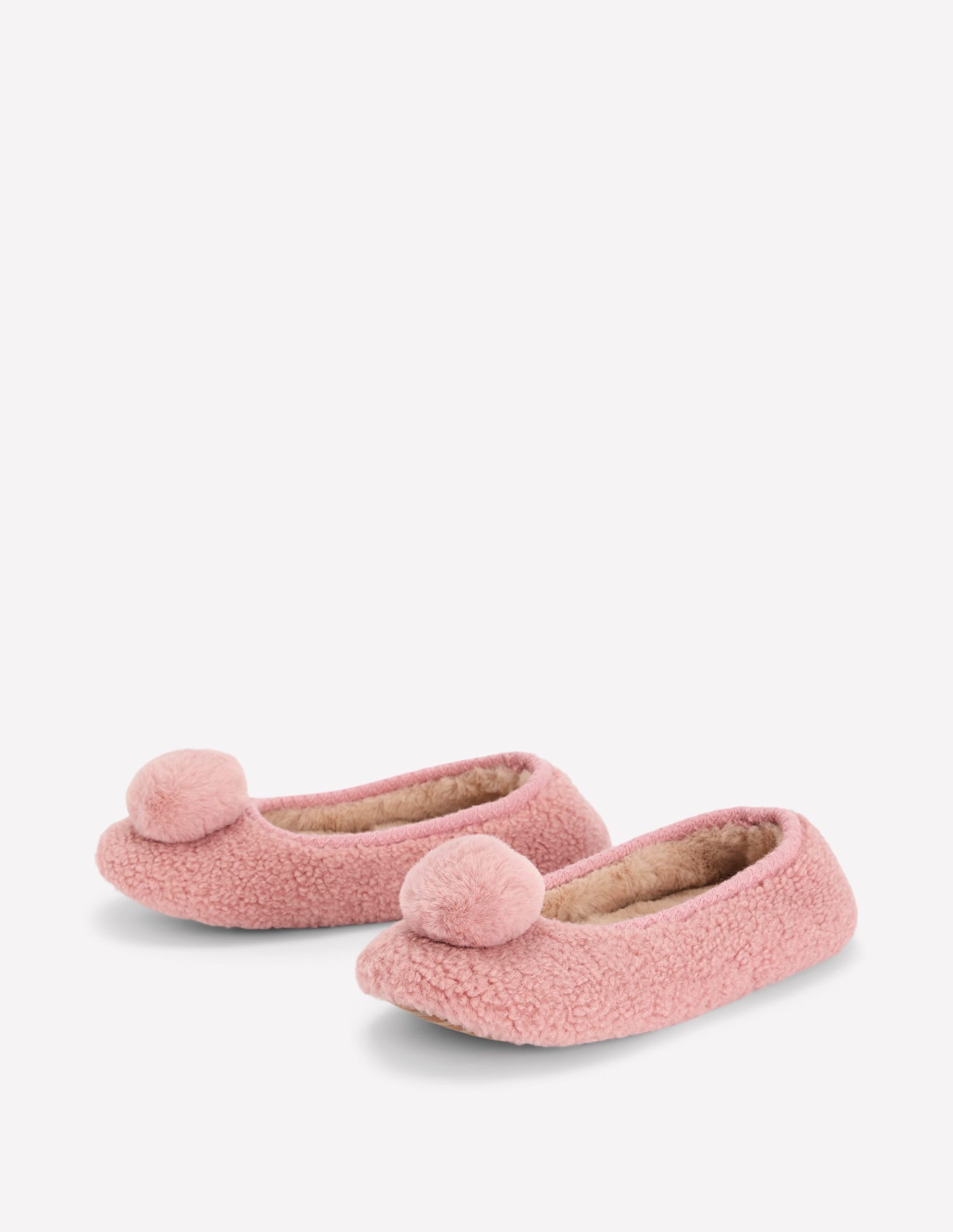 Borg Pompom Slippers-Pink - Image 3