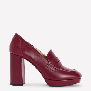 Platform Heeled Loafers-Oxblood