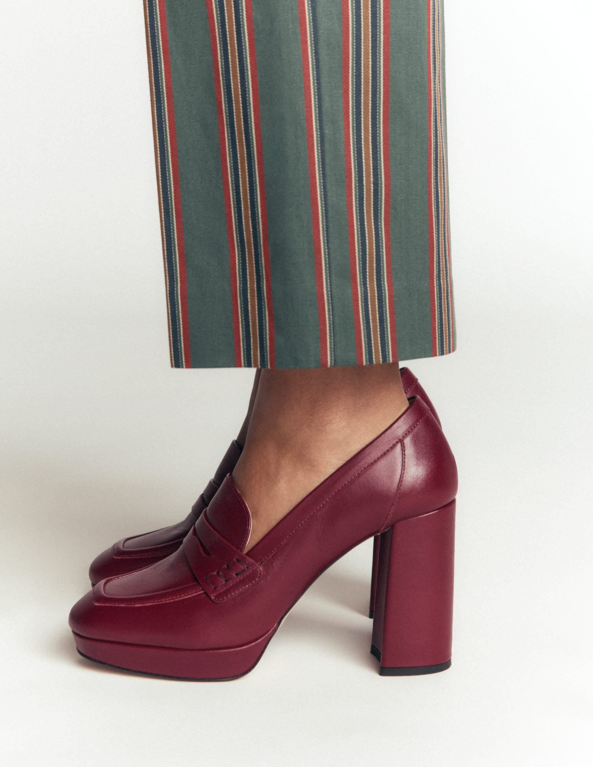 Platform Heeled Loafers-Oxblood - Image 2