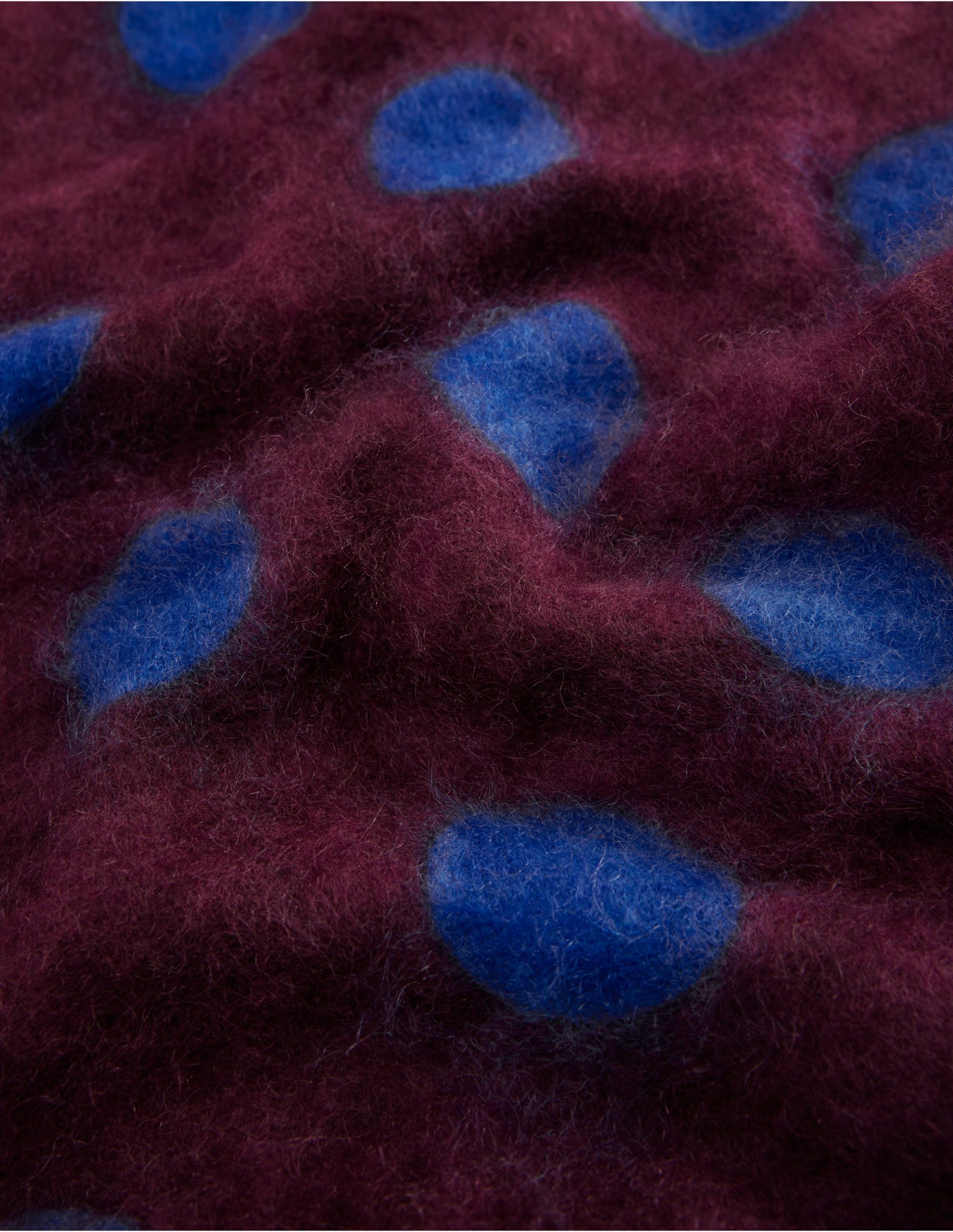 Brushed Cashmere Snood-Dark Cherry. Blue Spot - Image 3