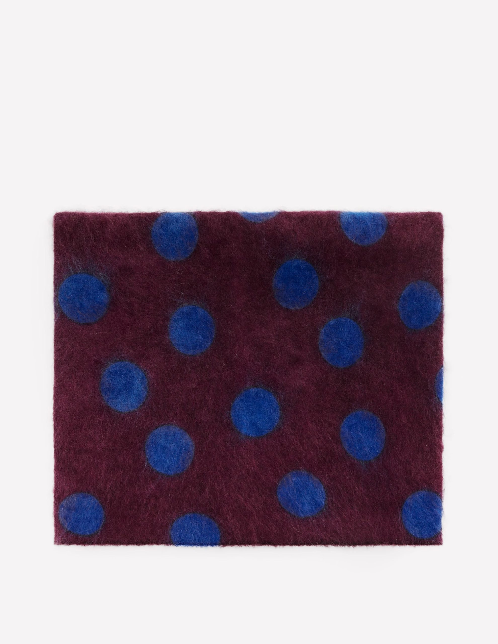 Brushed Cashmere Snood-Dark Cherry. Blue Spot - Image 2