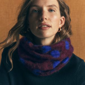 Brushed Cashmere Snood-Dark Cherry. Blue Spot