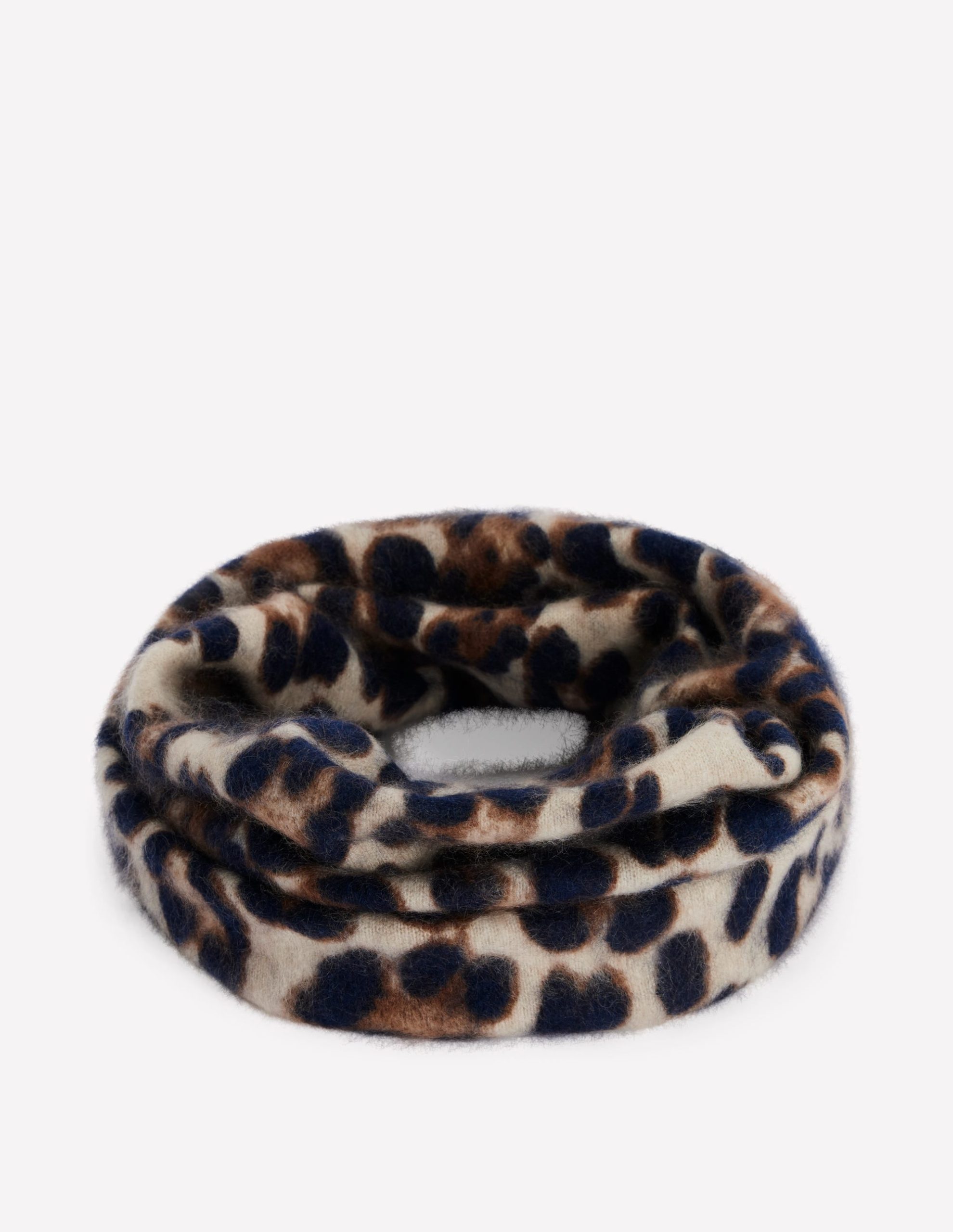 Brushed Cashmere Snood-Leopard