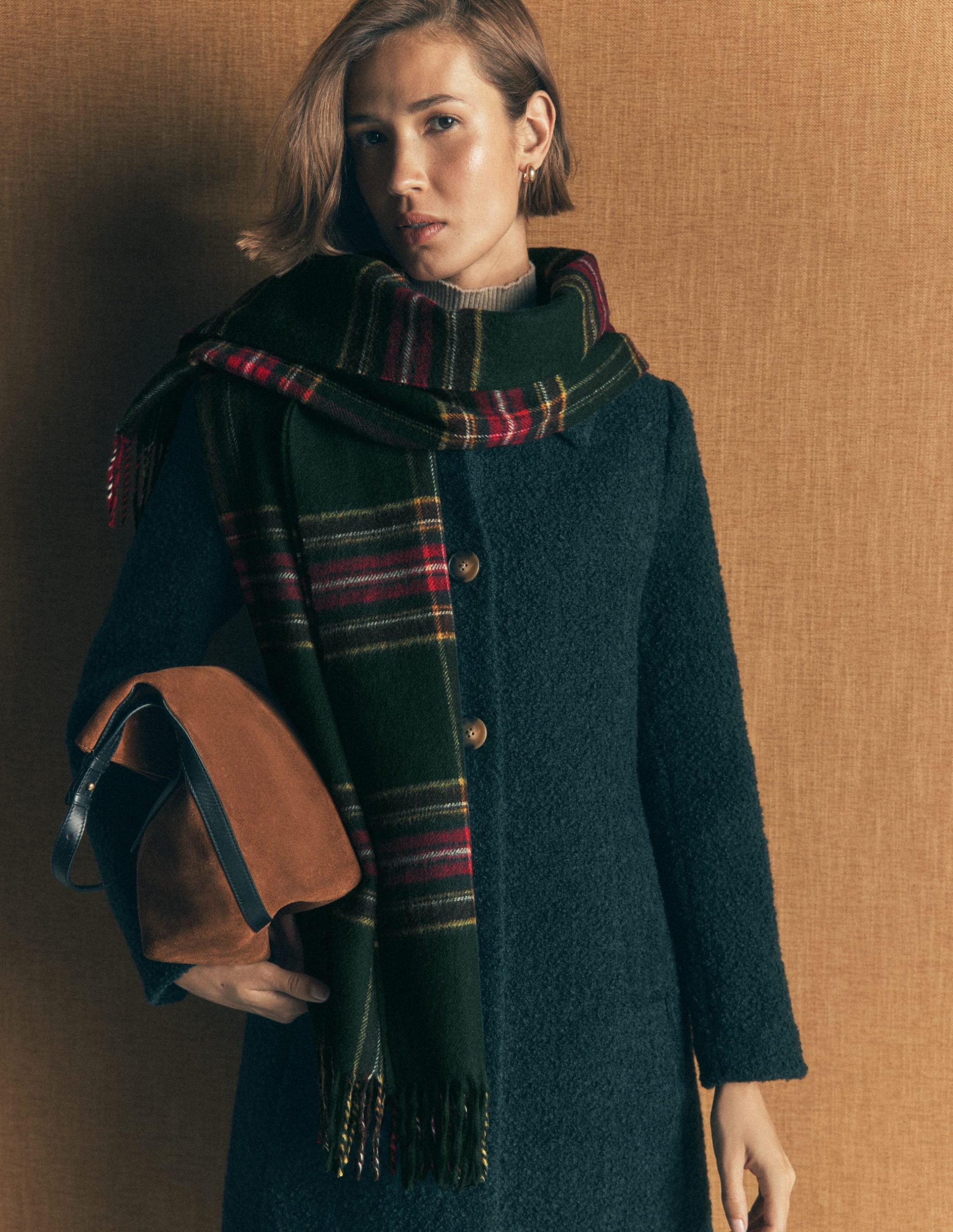 Wool Blanket Scarf-Tartan