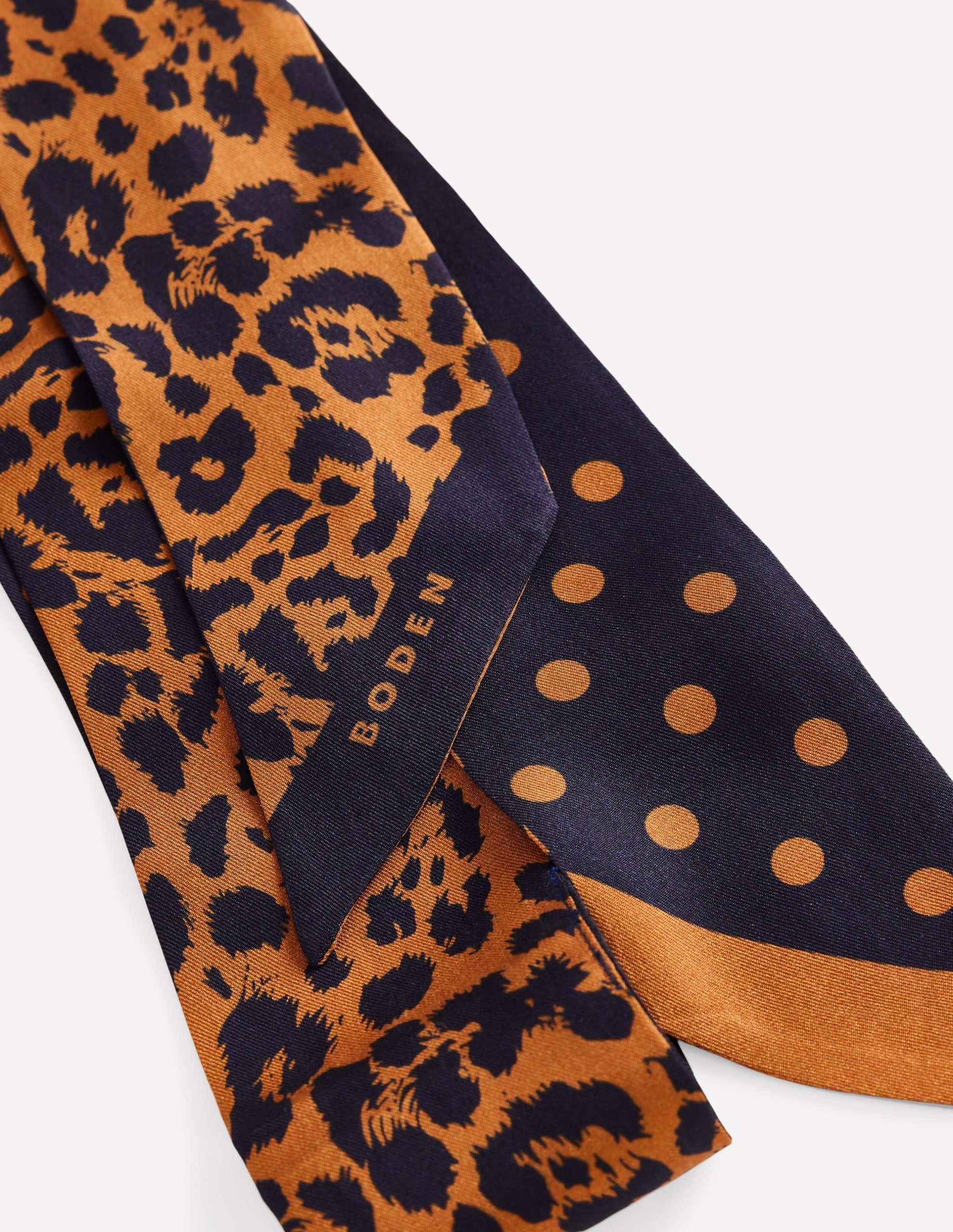 Octavia Skinny Silk Scarf-Leopard Spot - Image 3