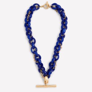 Resin T Bar Chain Necklace-Blue