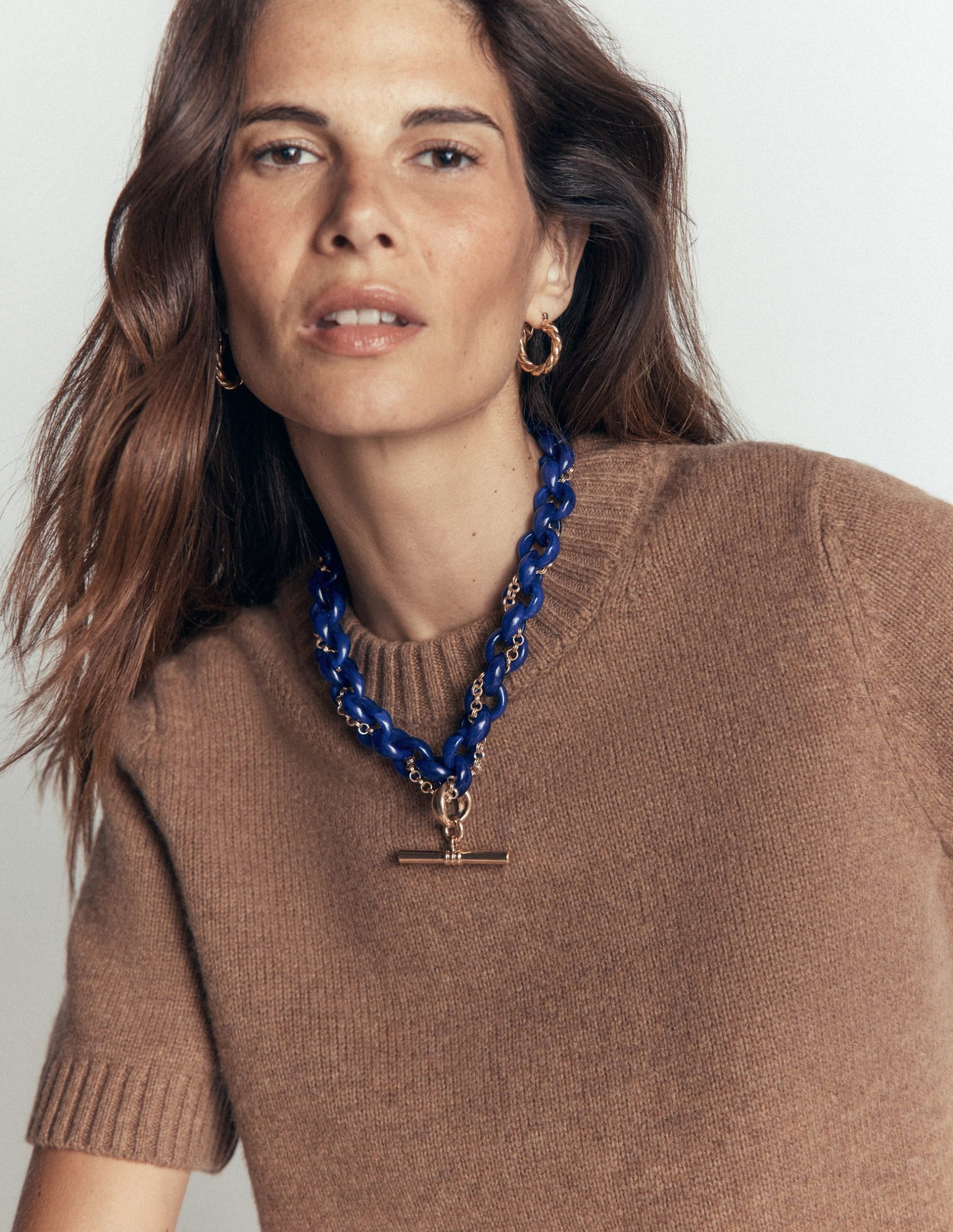 Resin T Bar Chain Necklace-Blue - Image 2
