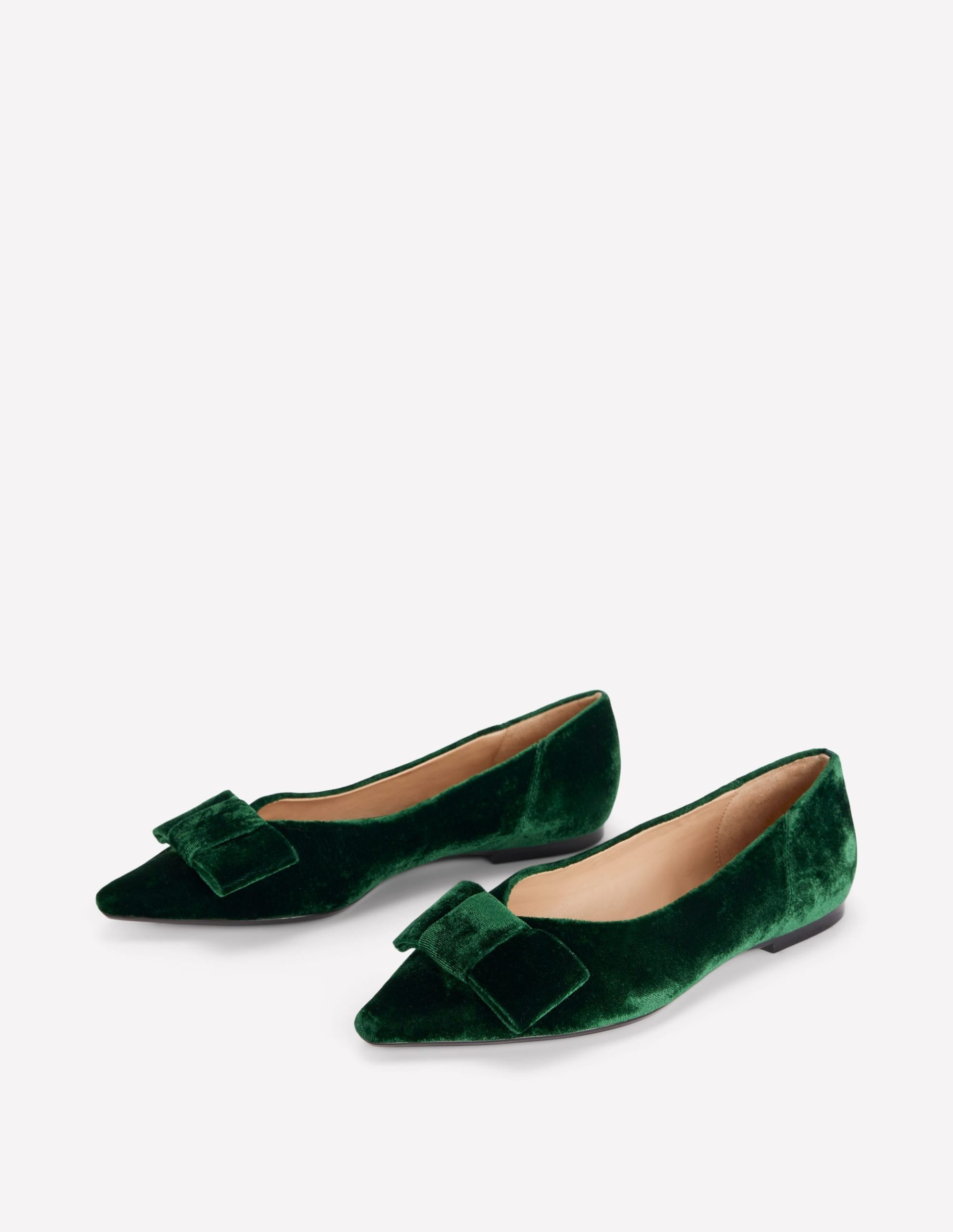 Nigella Bow Pointed Flats-Midnight Emerald - Image 3