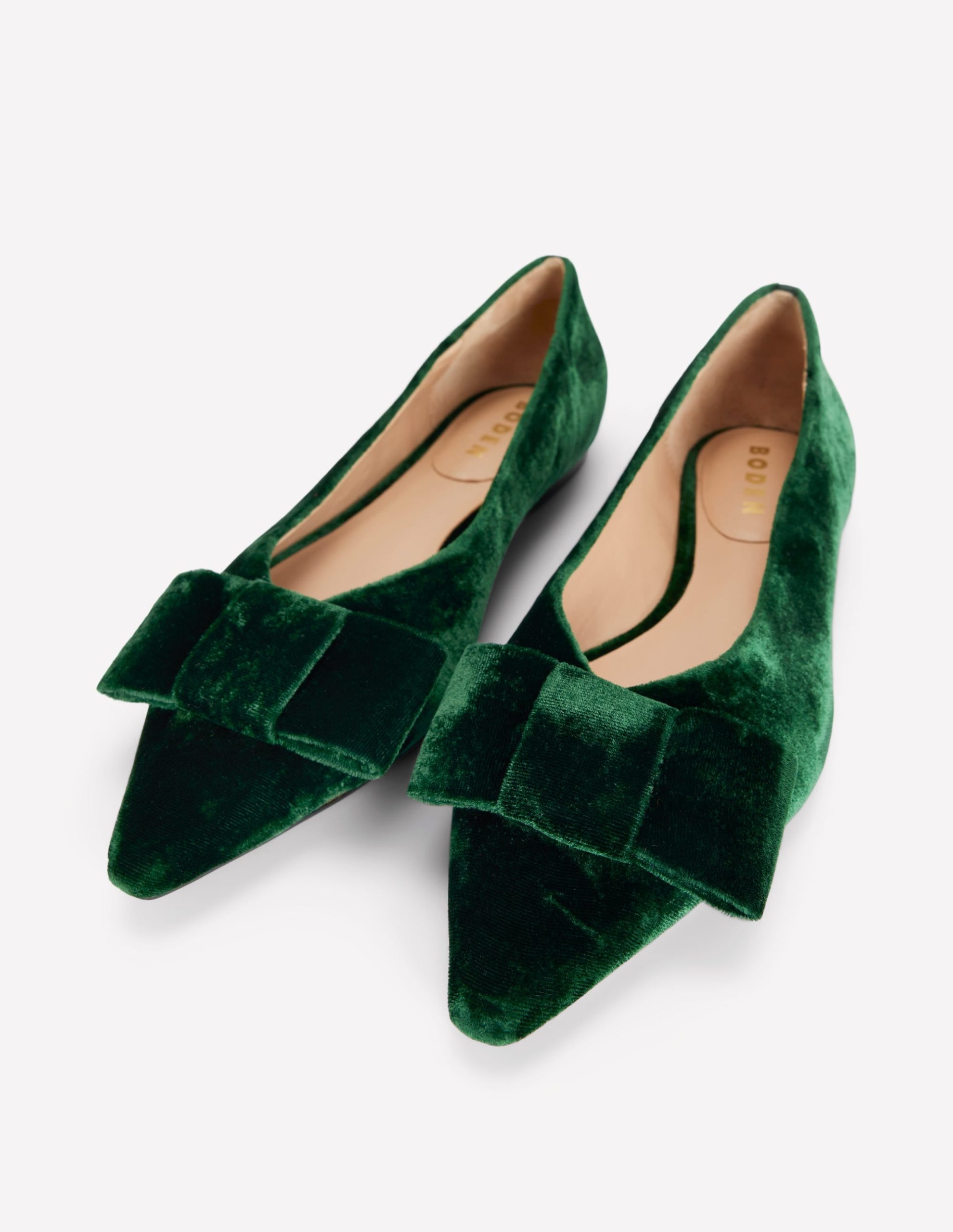 Nigella Bow Pointed Flats-Midnight Emerald - Image 4