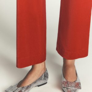 Nigella Bow Pointed Flats-Silver Metallic