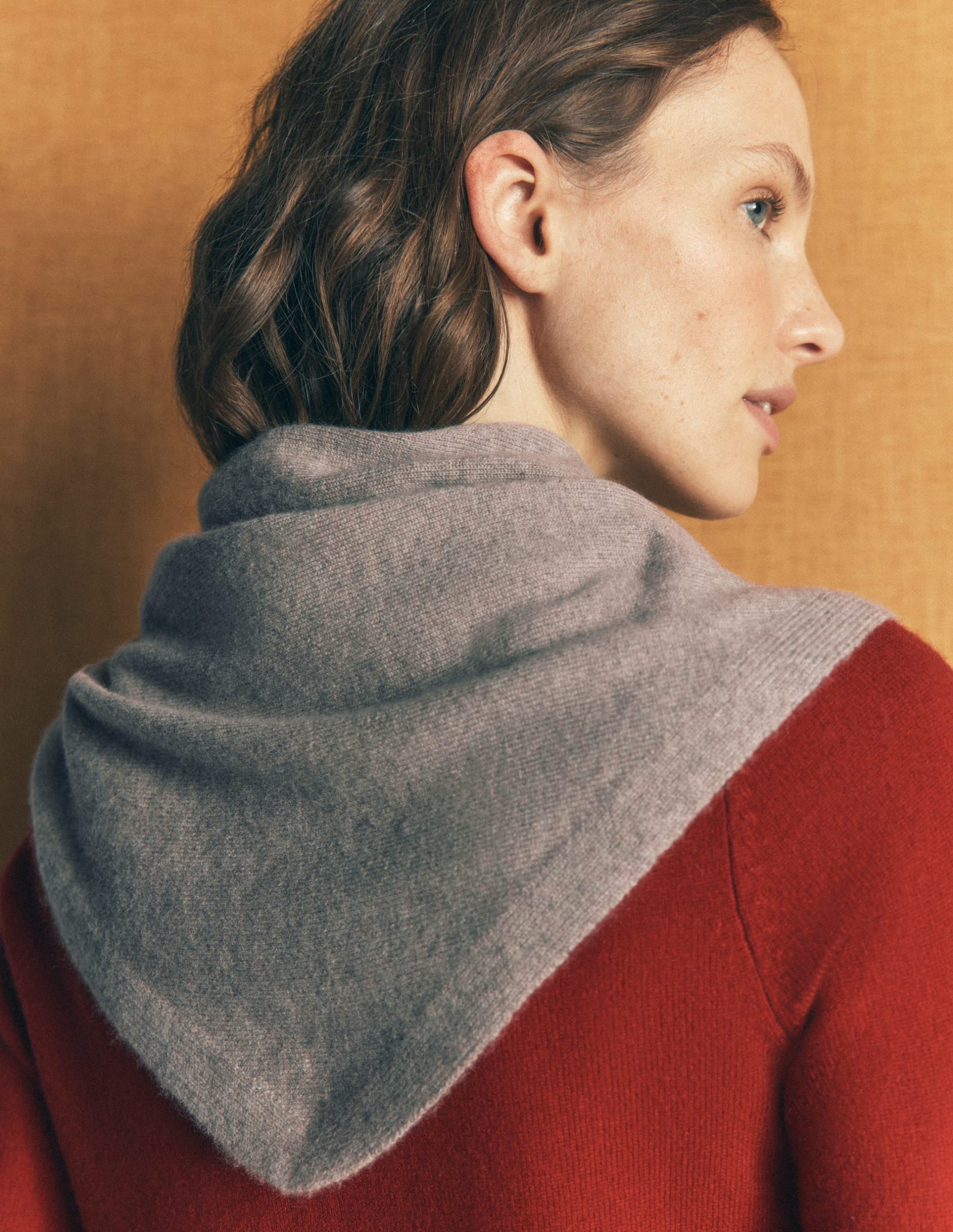Large Cashmere Neckerchief-Mink Melange - Image 2
