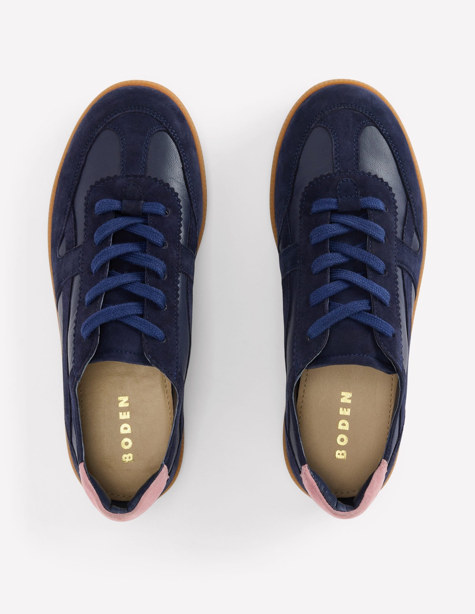 Leather Side Detail Trainer-Navy - Image 5