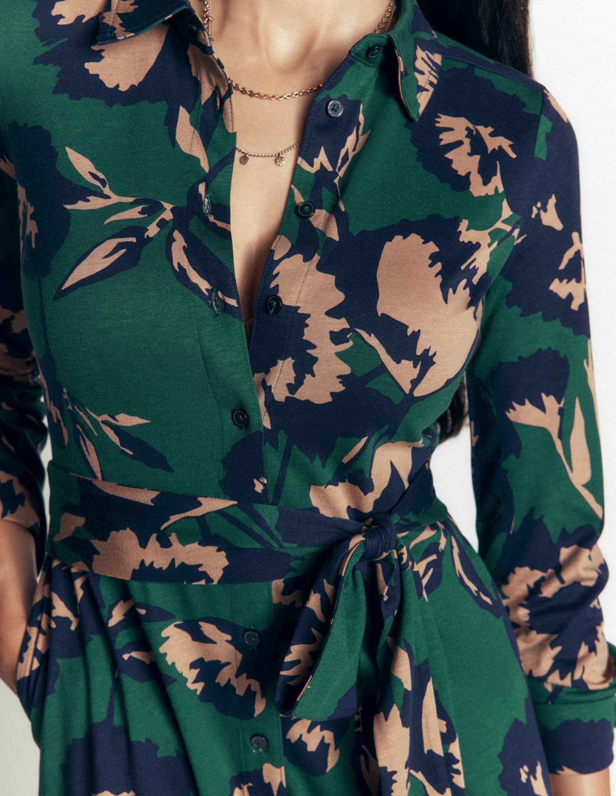 Marcia Jersey Shirt Dress-Sea Moss. Forest Breeze - Image 2