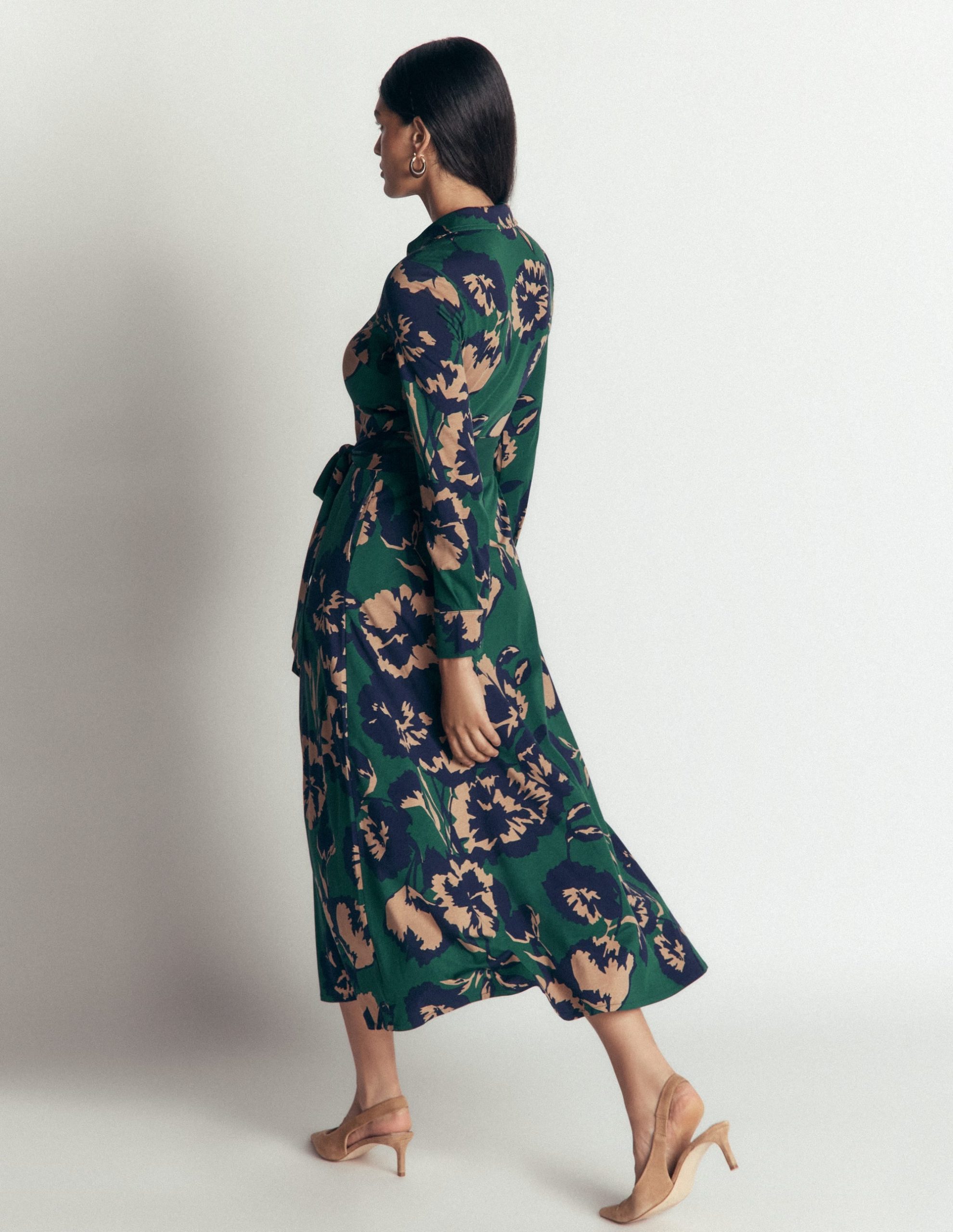 Marcia Jersey Shirt Dress-Sea Moss. Forest Breeze - Image 3