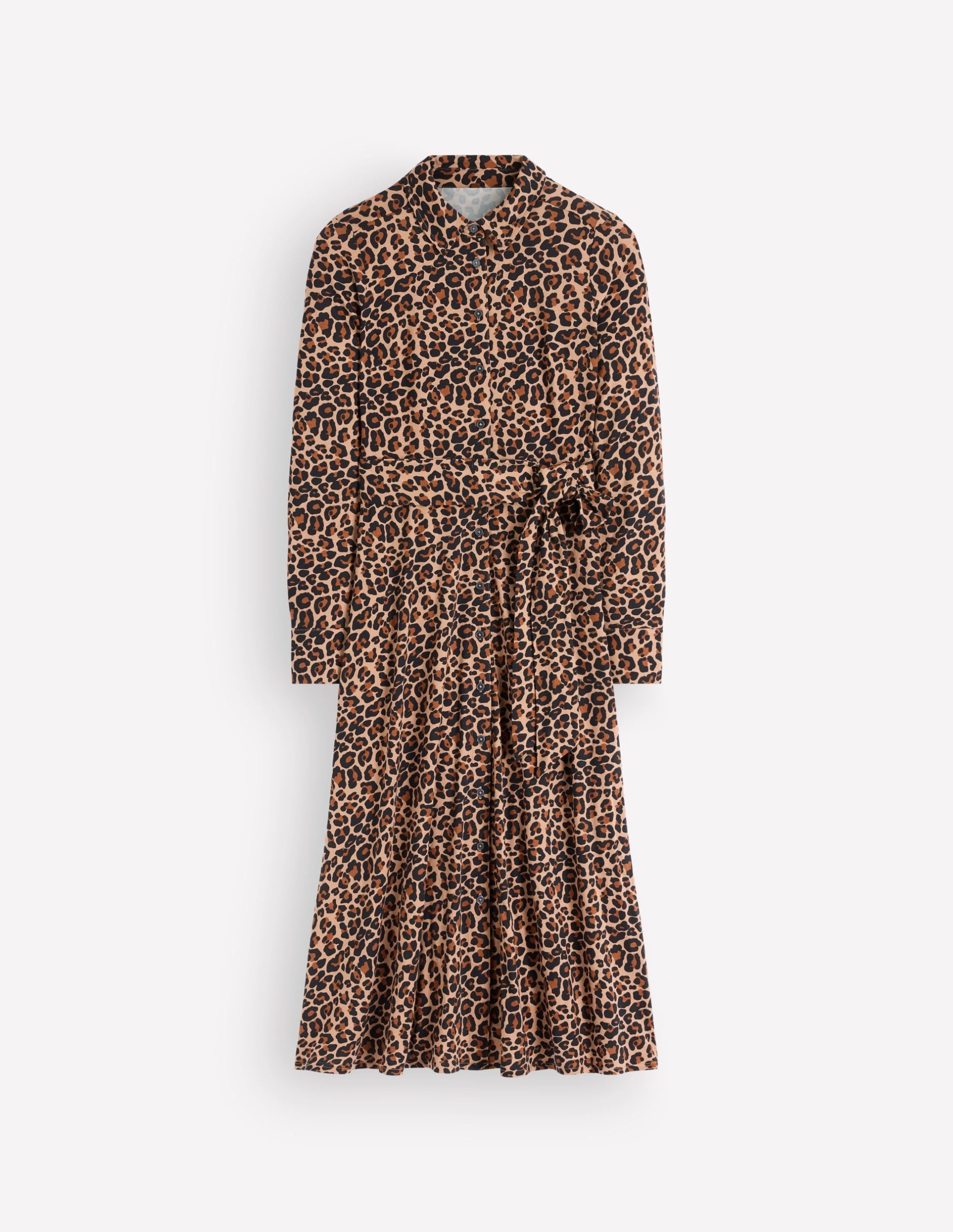 Marcia Jersey Shirt Dress-Camel. Leopard Fields - Image 5