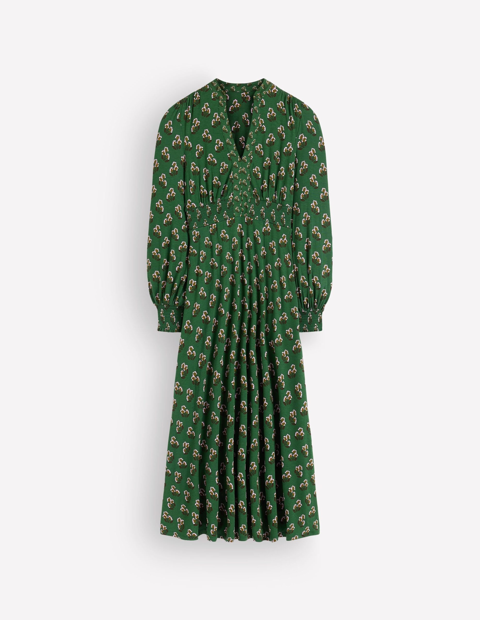 Georgia Jersey Midi Dress-Dark Green. Ditsy Carnation - Image 6