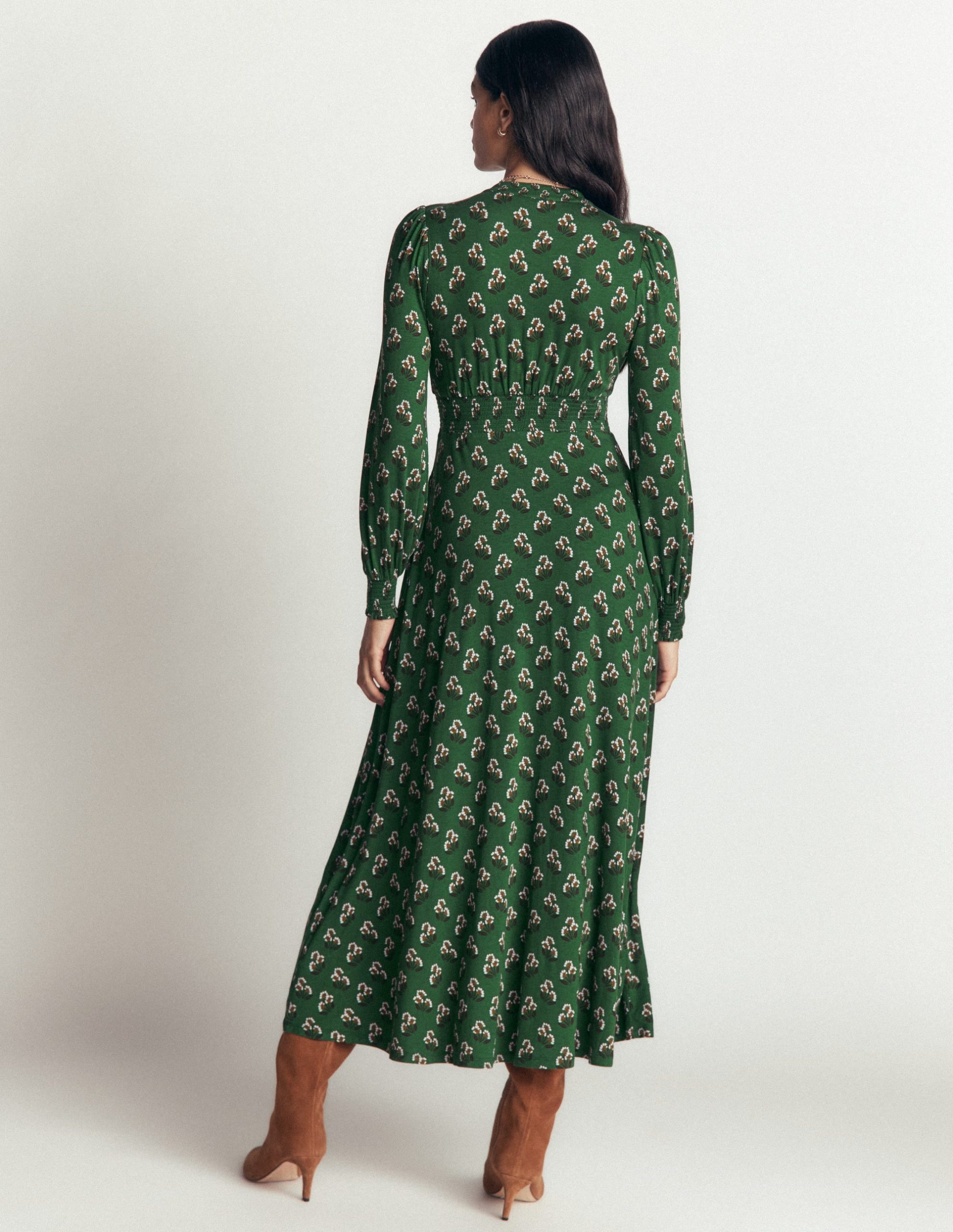 Georgia Jersey Midi Dress-Dark Green. Ditsy Carnation - Image 3