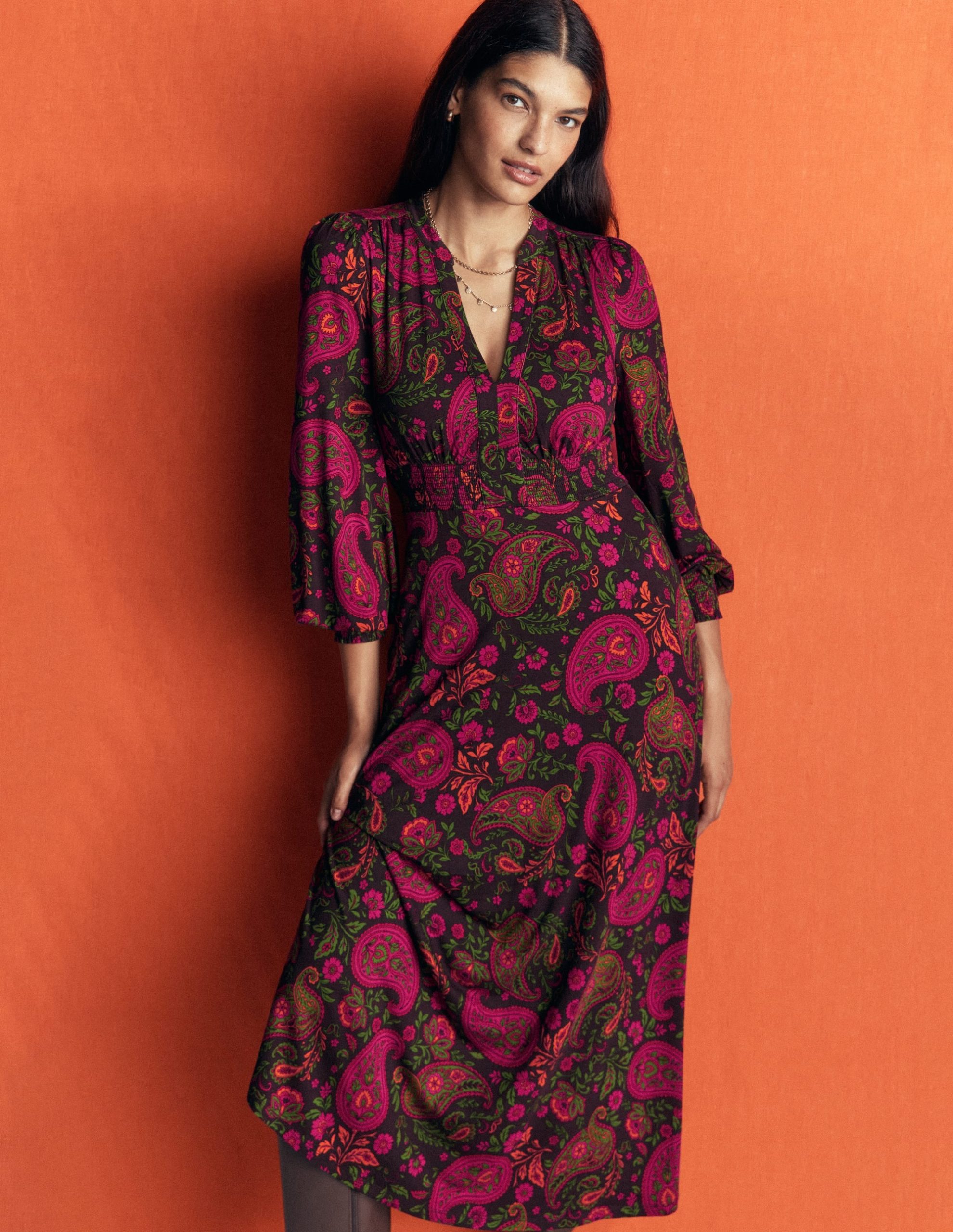 Georgia Jersey Midi Dress-Multi. Bohemia Charm