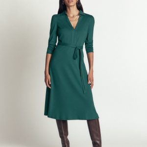 Imogen Collared Jersey Dress-Sea Moss