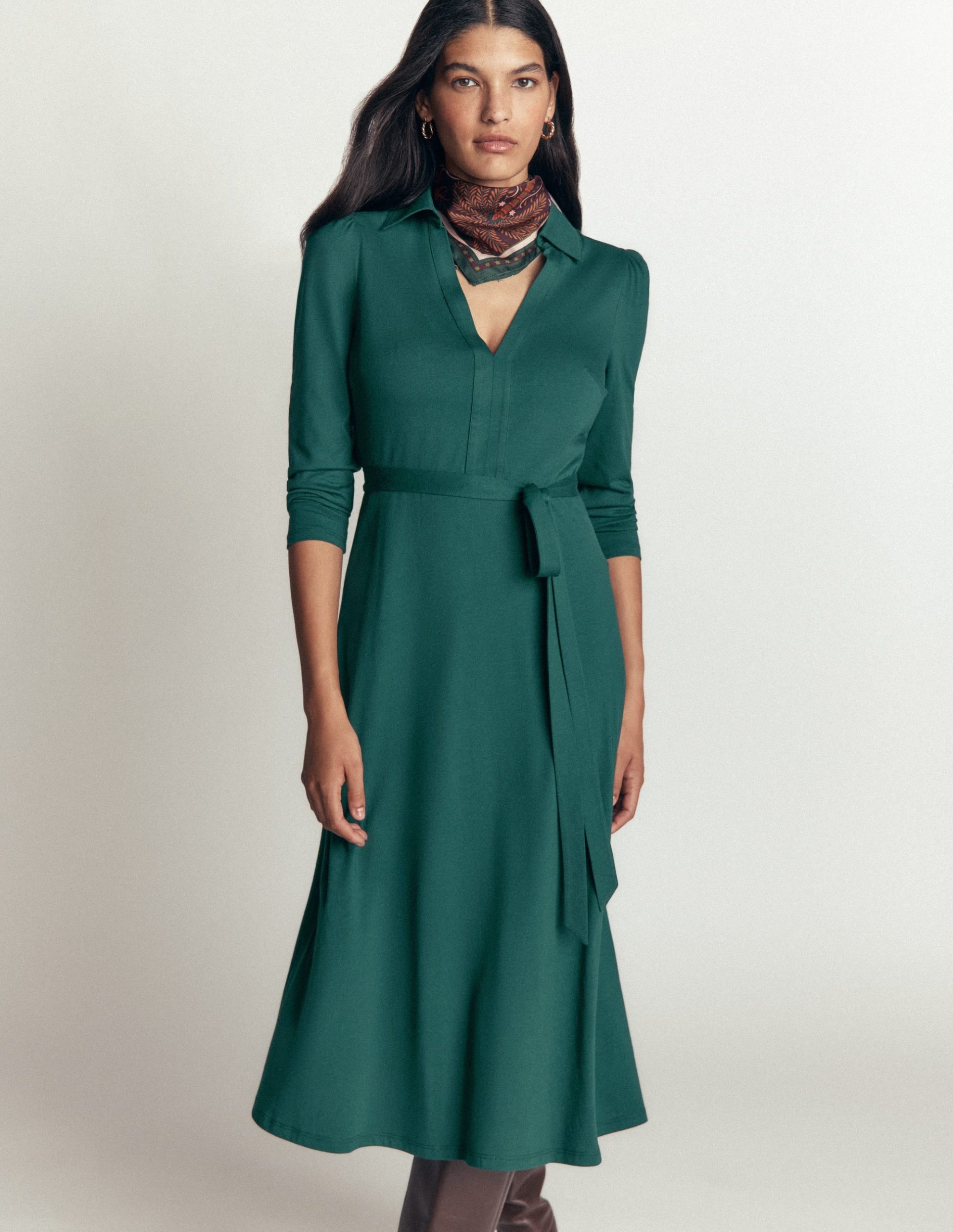 Imogen Collared Jersey Dress-Sea Moss - Image 4