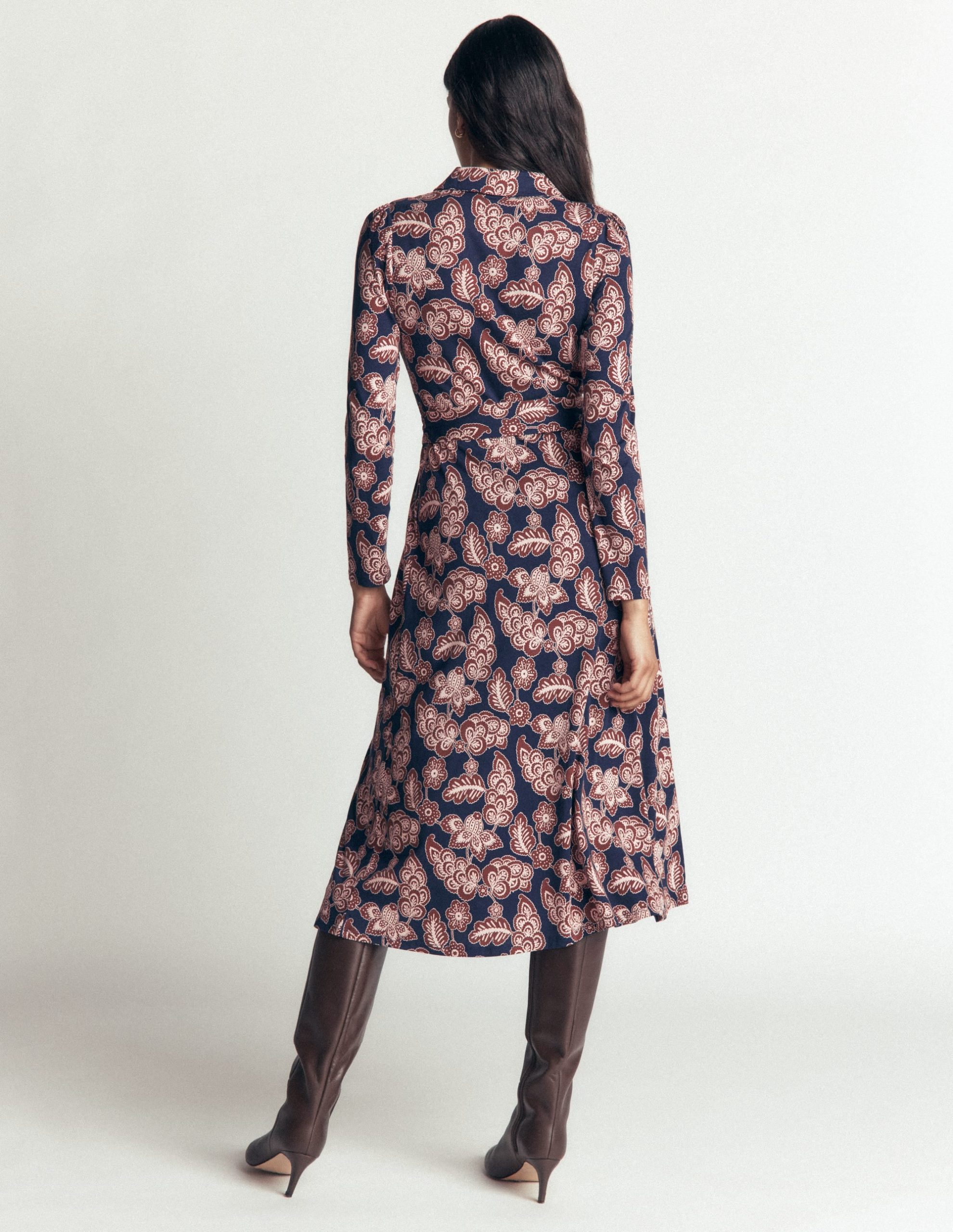Imogen Collared Jersey Dress-Navy. Tickled Meadows - Image 3