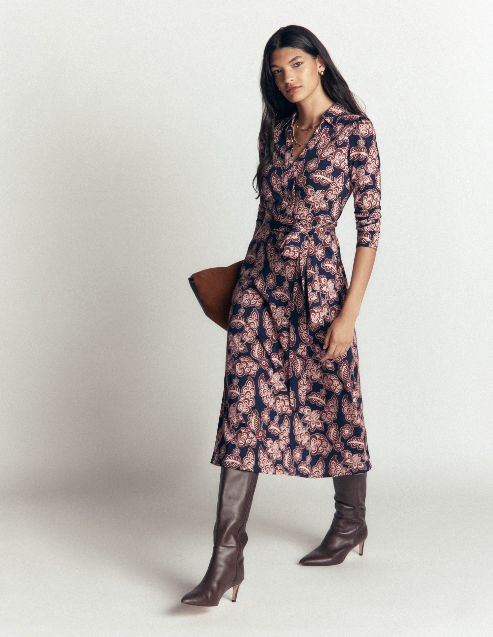 Imogen Collared Jersey Dress-Navy. Tickled Meadows - Image 4