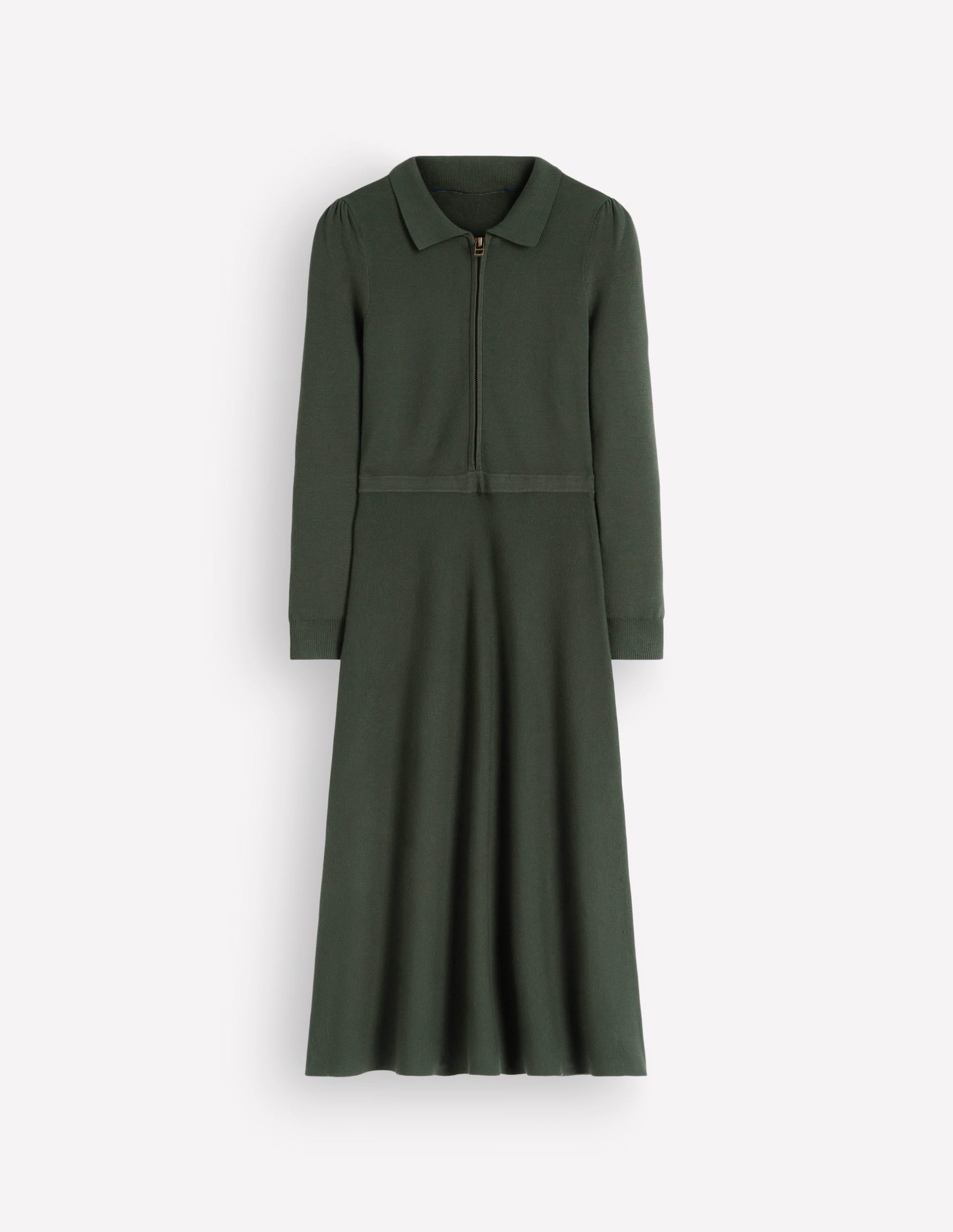 Fiona Zip Front Knitted Dress-Hunter Green - Image 6
